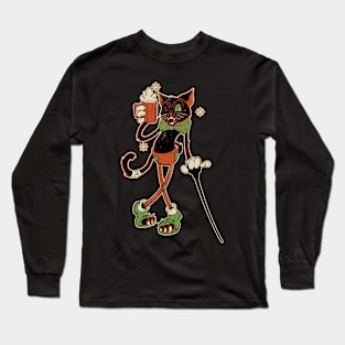 Drunk Halloween Cat Long Sleeve T-Shirt